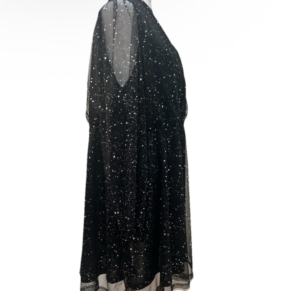 Clasi Sequin Mesh Overlay Dress, Autumn Black & Silver 2X (16) - Picture 6 of 10